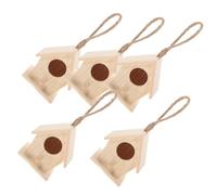 FIXOSHEE 5pcs Wooden Mini Bird House Pendants Garden Decoration Artificial Bird Nest Ornamental Nesting Box for Wedding Party Home DIY Craft Photo Props Random Color