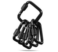 FIXOSHEE 6 Pcs Thread Lock Carabiner Clips Flattened Square Metal Key Holder Keychain Clips Heavy Duty Lock Tight Buckle for Outdoor Camping Hiking Traveling