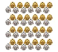FIXOSHEE 60Pcs Vintage Tibetan Buddha Head Spacer Beads, Antique Silver Gold Alloy Maitreya Charms for Bracelet and Necklace Jewelry Making, Meditation and Mala Beads