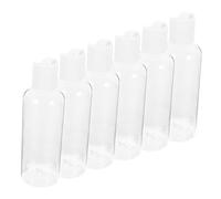 FIXOSHEE 6pcs 100ml Plastic Travel Bottles for Toiletries Refillable Shampoo and Lotion Containers with White Screw Caps, Portable Travel Necessity for Women and Men