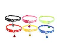 FIXOSHEE 6Pcs Adjustable Pet Collar with Bell Wear-resistant Printed Cat and Puppy Neck Accessories Lovely Fishbone Pattern Kitten and Dog Collars for Training Walking Parties