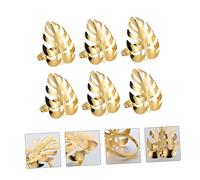 FIXOSHEE 6pcs Alloy Napkin Rings Elegant Metallic Leaf Design Reusable Banquet Napkin Buckle for Wedding Festival Dinner Party Table Decoration