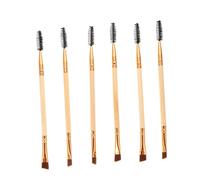 FIXOSHEE 6Pcs Angled Eyebrow Brushes with Spoolie Double-ended Eyelash and Brow Grooming Tools Portable Natural Wood Handle for Precise Makeup Application