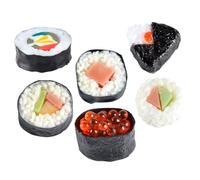 FIXOSHEE 6pcs Artificial Sushi Play Food Set, Realistic Simulation Rice Rolls and Onigiri Models, Japanese Style Fake Sushi for ’ Kitchen Pretend Play and Food Role-Playing