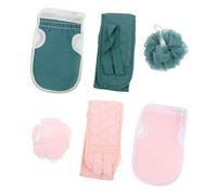 FIXOSHEE 6pcs Bath Towel Exfoliating Gloves for Body for Shower and Bath Use Includes and Back Skin Strap for Cleaning