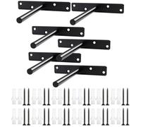 FIXOSHEE 6pcs Black Hidden Shelf Brackets 15cm T-Shaped Wall Mounted Blind Shelf Supports Heavy Duty Floating Mounting Hardware for Concealed