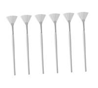 FIXOSHEE 6pcs Fan Shaped Facial Mask Applicator Brushes for Skincare Even Application Ergonomic Handle Soft Flexible Brush Heads for Peel Serum Masks Professional Facial Tools
