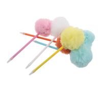 FIXOSHEE 6pcs Fuzzy Novelty Pom Pom Ballpoint Pens with Plush Tops for School Office Adults Women Lightweight Writing Tools Cute Party Favor Supplies in Candy Colors for Christmas Winter