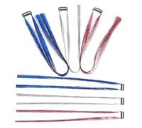 FIXOSHEE 6pcs Glitter Hair Tinsel Extensions Kit Bright Colored Strands for Women Easy DIY Hairstyle Party Cosplay Festival Accessories in Silver Royal Blue Light Pink