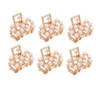 FIXOSHEE 6pcs Mini Pearl Hair Clips Small Claw Clips Strong Teeth Decorative Accessories for Women and Suitable for Makeup Cooking and Everyday Use