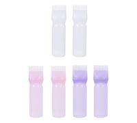 FIXOSHEE 6pcs Plastic Hair Dyeing Bottles with Comb Teeth and Graduated Scale Abs Material Easy-squeeze Color Applicator for Even Hair Coloring Suitable for Home Salon Use