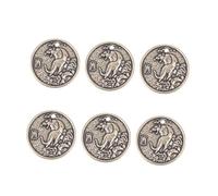 FIXOSHEE 6pcs Retro Brass Zodiac Tiger Coin Pendants DIY Adornments with Design for Keychains and Crafting Accessories Vintage Style Tiger Year Amulets Gift