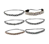 FIXOSHEE 6pcs Rhinestone Elastic Headbands for Women Sparkling Hair Accessories Crystal Hair Jewelry with Pearl and Beads and Comfortable for Everyday Wear and Parties