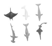FIXOSHEE 6pcs Sea Creatures Realistic Static Shark Whale Models in Black White Light Grey for Educational Collection and Aquarium Decoration