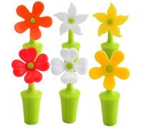 FIXOSHEE 6Pcs Silicone Wine Bottle Stoppers Reusable Flower-Shaped Liquor Bottle Plugs for Home Bar Party Use Smooth Edges Easy to Use Wine Sealers