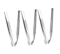 FIXOSHEE 6Pcs Stainless Steel Duckbill Stamp Tongs with Straight and Bent Tips Multi Use Photo and Sticker Tweezers for False Eyelash Application and Precision Crafting