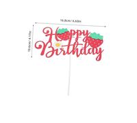 FIXOSHEE 6pcs Strawberry Birthday Cake Topper Glitter Floral Fruit Cupcake Picks Lightweight Reusable Decorations for Showers Summer Parties and Fruit Theme Events