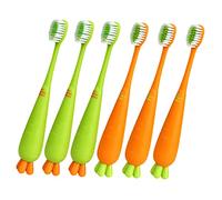 FIXOSHEE 6pcs Toothbrushes Soft Bristle Carrot Design Manual Tooth Brush for Comfortable Grip Lightweight Portable for Travel and Home Use