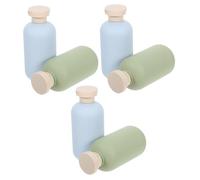 FIXOSHEE 6PCS Travel Shampoo Bottles Refillable Plastic Squeeze Containers with Flip Caps Avocado Green and Blue Anti-slip Lotion Dispensers for Travel Toiletries