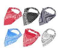 FIXOSHEE 6Pcs Triangle Hair Scarves Set for Women Elastic Paisley Print Head Wrap Bandanas in Wine Red White Black Navy Bright Red and Lake Blue Hair Decoration for Daily Use