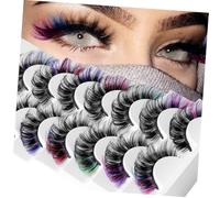 FIXOSHEE 7 Pairs Curl False Eyelashes Strip Lashes for Women Dense D-curl Fake Lashes for Makeup Artists Stage Party Wedding Easy to Wear Extension Alternative