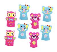 FIXOSHEE 8 Sets Creative Animal Hand Puppet DIY Craft Kits for Non-woven Fabric Material Interactive Storytelling for Kindergarten Activities and Art Classes