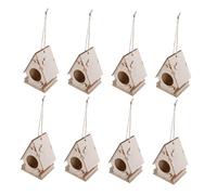 FIXOSHEE 8PCS DIY Wooden Bird House Craft Kits for Unfinished Hanging Birdhouse for Painting and Building Educational Family-friendly Activity for Wildlife Appreciation and Motor Skills