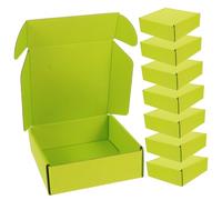 FIXOSHEE 8pcs Double-sided Green Corrugated Cardboard Shipping Boxes for Online Shopping Storage and Mailing Containers for Clothes Towels Small Items