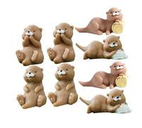 FIXOSHEE 8pcs Miniature Otter Figurines Resin Animals Micro Landscape Statues Home Office Decor Cute Mini Otter for Collectors and Playful Decoration