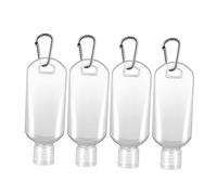 FIXOSHEE 8pcs Refillable Plastic Bottles with Carabiner Hook for Travel Press Dispensing Hand Lotion Containers Leak Resistant Bottles for Shampoo Sunscreen Body Wash for Random Color