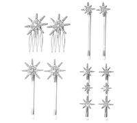 FIXOSHEE 8pcs Silver Star Rhinestone Hair Pins Sparkly Bobby Pins for Women Wedding Hair Styling Accessories Secure Hold