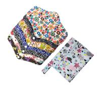 FIXOSHEE 8Pcs Washable Reusable Menstrual Pads with Outer Bamboo Charcoal Fiber Core Ultra-Soft Thin Sanitary Towels for Comfortable Skin Touch Includes Pads and Storage Bag