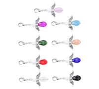 FIXOSHEE 9pcs Angel Wing Crystal Water Drop Pendant Charms for Jewelry Making Diy Crafts Alloy Set for Handmade Accessories