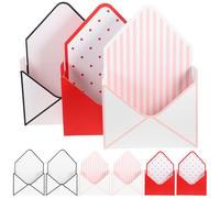 FIXOSHEE 9pcs Flower Wrapping Envelope Boxes Set, Folding Floral Paper Storage Boxes with Red Polka Dot, Black White Polka Dot and Pink Stripe Designs, Suitable for Bouquet Packaging