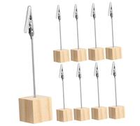 FIXOSHEE 9Pcs Wooden Photo Clips with Cube Base Memo Clips for Place Card Holders for Photo Display Notes Blessing Cards for Weddings Parties