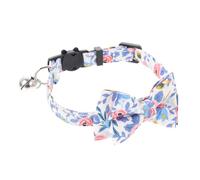 FIXOSHEE Adjustable Cotton Bow Cat Collar for Kitten and Small Dogs Breathable Neck Belt with Blue and White Floral Pattern Comfortable and Chic Pet Accessory for Daily Wear