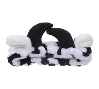 FIXOSHEE Adorable Cow Horn Headband for Women, Flannel Face Washing Headband with Tidy Forehead Hair Feature, Keep Warm Function, for Taking a Bath and Doing Spa