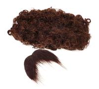 FIXOSHEE Afro Wig and Beard Set with Brown Mustache Party Fake Beard Halloween Cosplay Pirate Costume Accessory One Size