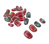 FIXOSHEE Almond Fake Nails Medium Full Cover Short False Fingernail Tips for Women Christmas Winter Holiday Party with Snowflake Tree Design Reusable Glue Nails