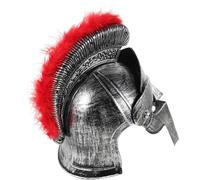 FIXOSHEE Ancient Roman Warrior Helmet for Men Plastic Headwear with Folding Face Mask for Cosplay Themed Parties and Stage Performances