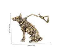 FIXOSHEE Antique Brass German Shepherd Dog Figurine, Sitting Small Metal Statue Ornament for Home Office Desk Decoration, Lifelike Collectible Sculpture for Pet Lovers and Feng Shui
