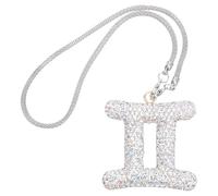 FIXOSHEE Astrological Gemini Horoscope Rearview Mirror Pendant with Bling Rhinestones Car Interior Hanging Charm Fade-resistant Zodiac Decoration Easy Installation Astrology Lovers