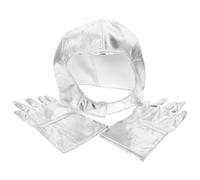 FIXOSHEE Astronaut Helmet and Gloves Set for Space Suit Accessories Silver Space Cap M Size Halloween Costume Party Pretend Play Headwear