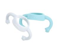 FIXOSHEE Baby Bottle Handles for Infant Feeding Soft Silicone Wide Mouth Milk Bottle Grips Non-Slip Ergonomic Design for Babies Toddlers 2pcs White and Blue Handles