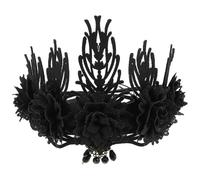 FIXOSHEE Baroque Vintage Crown Headband Gothic Floral Hairpiece for Women Halloween Costume Queen Renaissance Accessory Elegant Party Cosplay Headwear for Masquerades and Festivals