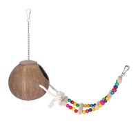 FIXOSHEE Bird Coconut Shell Breeding Nest with Ladder for Parrots and Small Pets, Hanging Natural Birdhouse Suitable for Hamsters, Squirrels, and Cage Sleep Habitat