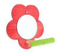 FIXOSHEE Bird Mirror Toy with Perch Stand, Interactive Parrot Mirror for Training and Stress Relief, Small Red Plum Blossom Shape, Parrot Cage Accessory for Budgies and Parakeets