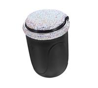 FIXOSHEE Bling Car Ashtray with Lid Automatic LED Light Portable Vehicle Smoke Holder Fits Cup Holders Stylish Rhinestone Design Automotive Cigar Bin for Men Women