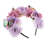FIXOSHEE Bohemian Butterfly Fascinator Headband with Realistic Simulated Flowers Fresh Floral Hairpiece for Women Stylish Cosplay Accessory Versatile Festival and Tea Party Hairband