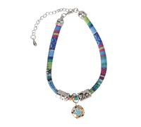 FIXOSHEE Bohemian Ethnic Cat Collar with Bell Soft Handmade Fashion Necklace for Indoor Cats Unique Pet Accessory in Blue Stylish Kitten Chain Comfortable and Decorative